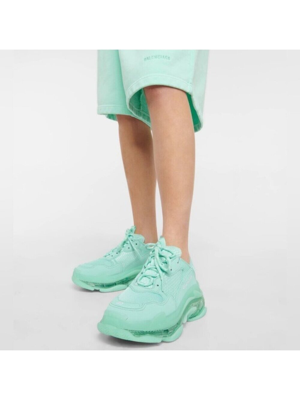 NWT Balenciaga Triple S Clear Sole Chunky Sneakers in Mint, Size 41 New in Box